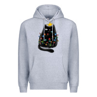 Heather Grey christmas cat with lights Premium Hoodie - MaliasSmallBusiness