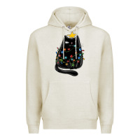 Oatmeal Heather christmas cat with lights Premium Hoodie - MaliasSmallBusiness