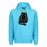 Ocean Blue christmas cat with lights Premium Hoodie - MaliasSmallBusiness