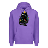 Purple christmas cat with lights Premium Hoodie - MaliasSmallBusiness