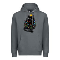 Rock christmas cat with lights Premium Hoodie - MaliasSmallBusiness