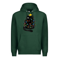 Sports Green christmas cat with lights Premium Hoodie - MaliasSmallBusiness