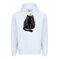 White christmas cat with lights Premium Hoodie - MaliasSmallBusiness