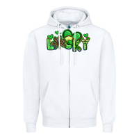 White lucky st patrick s day Zipper Hoodie - Artiststas