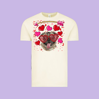 Vintage Tee valentine's day  pug
