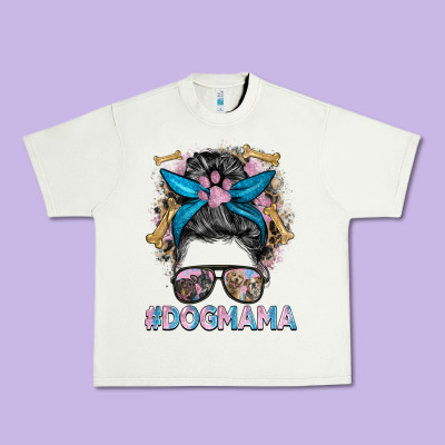 Dog Mama Messy Bun Urban Heavy Tee Designed By Barkaloodesign