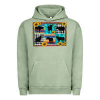 Pigment Oil Green cow sunflower leopard Urban Hoodie - Artiststas