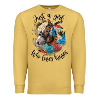 Antique Gold just a girl who loves horses haflinger Premium Sweatshirt - LillyAllenDesigns