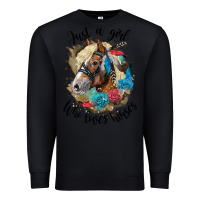 Black just a girl who loves horses haflinger Premium Sweatshirt - LillyAllenDesigns
