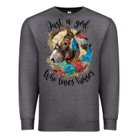 Charcoal Heather just a girl who loves horses haflinger Premium Sweatshirt - LillyAllenDesigns