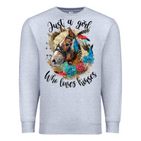 Heather Grey just a girl who loves horses haflinger Premium Sweatshirt - LillyAllenDesigns
