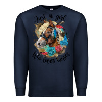 Navy just a girl who loves horses haflinger Premium Sweatshirt - LillyAllenDesigns
