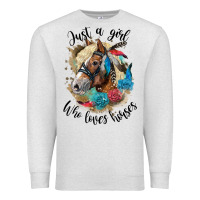 Oatmeal Heather just a girl who loves horses haflinger Premium Sweatshirt - LillyAllenDesigns