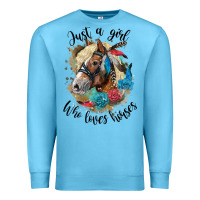 Ocean Blue just a girl who loves horses haflinger Premium Sweatshirt - LillyAllenDesigns