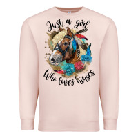 Pale Pink just a girl who loves horses haflinger Premium Sweatshirt - LillyAllenDesigns