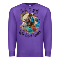 Purple just a girl who loves horses haflinger Premium Sweatshirt - LillyAllenDesigns