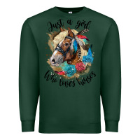Sports Green just a girl who loves horses haflinger Premium Sweatshirt - LillyAllenDesigns