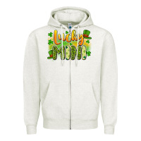 Oatmeal Heather lucky mini Zipper Hoodie - Artiststas