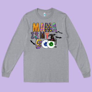 Mama Is My Boo Long Sleeve Tee Designed By Cowhidedigitalart