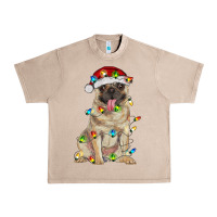 French Oak pug with christmas lights Urban Heavy Tee - RanaPortraitStore