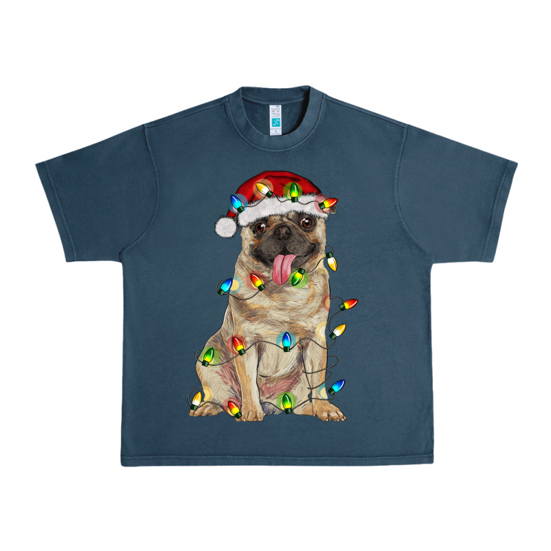 Pug With Christmas Lights Urban Heavy Tee by RanaPortraitStore | Teevron