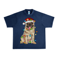 Navy pug with christmas lights Urban Heavy Tee - RanaPortraitStore