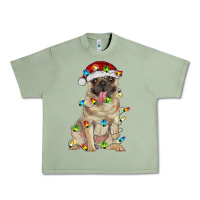Oil Green pug with christmas lights Urban Heavy Tee - RanaPortraitStore