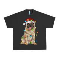 Pigment Black pug with christmas lights Urban Heavy Tee - RanaPortraitStore