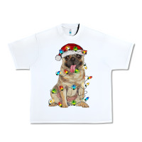 White pug with christmas lights Urban Heavy Tee - RanaPortraitStore