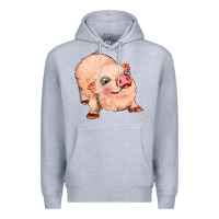 Heather Grey pig Premium Hoodie - MaliasSmallBusiness