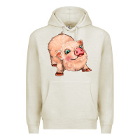 Oatmeal Heather pig Premium Hoodie - MaliasSmallBusiness