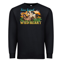 Black free spirit wild heart 3 horses Premium Sweatshirt - LillyAllenDesigns