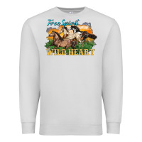 Dove Grey free spirit wild heart 3 horses Premium Sweatshirt - LillyAllenDesigns