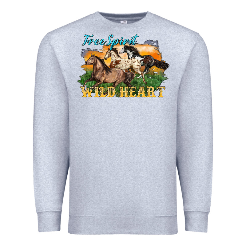 Free Spirit Wild Heart 3 Horses Premium Sweatshirt by LillyAllenDesigns | Teevron