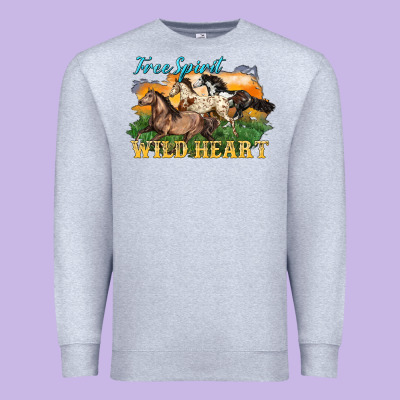 Free Spirit Wild Heart 3 Horses Premium Sweatshirt Designed By Lillyallendesigns