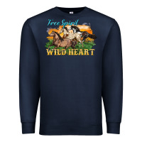 Navy free spirit wild heart 3 horses Premium Sweatshirt - LillyAllenDesigns