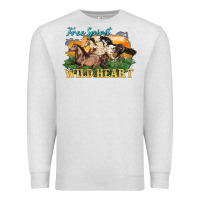Oatmeal Heather free spirit wild heart 3 horses Premium Sweatshirt - LillyAllenDesigns
