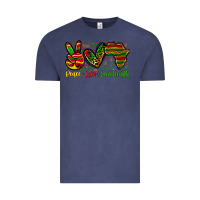 Vintage Denim peace love juneteenth Vintage Tee - Zillion Design Studio