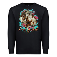 Black free spirit mustang horse Premium Sweatshirt - LillyAllenDesigns