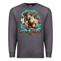 Charcoal Heather free spirit mustang horse Premium Sweatshirt - LillyAllenDesigns