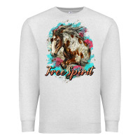 Oatmeal Heather free spirit mustang horse Premium Sweatshirt - LillyAllenDesigns