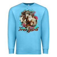 Ocean Blue free spirit mustang horse Premium Sweatshirt - LillyAllenDesigns