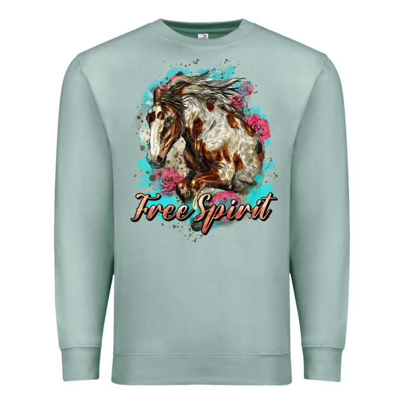 Free Spirit Mustang Horse Premium Sweatshirt by LillyAllenDesigns | Teevron