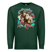 Sports Green free spirit mustang horse Premium Sweatshirt - LillyAllenDesigns