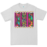 Dove Grey tie dye hearts and butterfly with flowers Premium Tee - Artiststas
