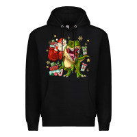 Black Christmas dinosaur Premium Hoodie - MaliasSmallBusiness