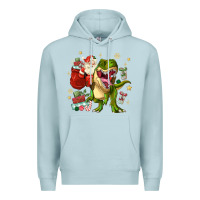 Blue Mist Christmas dinosaur Premium Hoodie - MaliasSmallBusiness