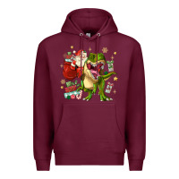 Burgundy Christmas dinosaur Premium Hoodie - MaliasSmallBusiness