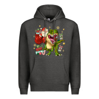Charcoal Heather Christmas dinosaur Premium Hoodie - MaliasSmallBusiness