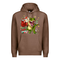 Chestnut Christmas dinosaur Premium Hoodie - MaliasSmallBusiness